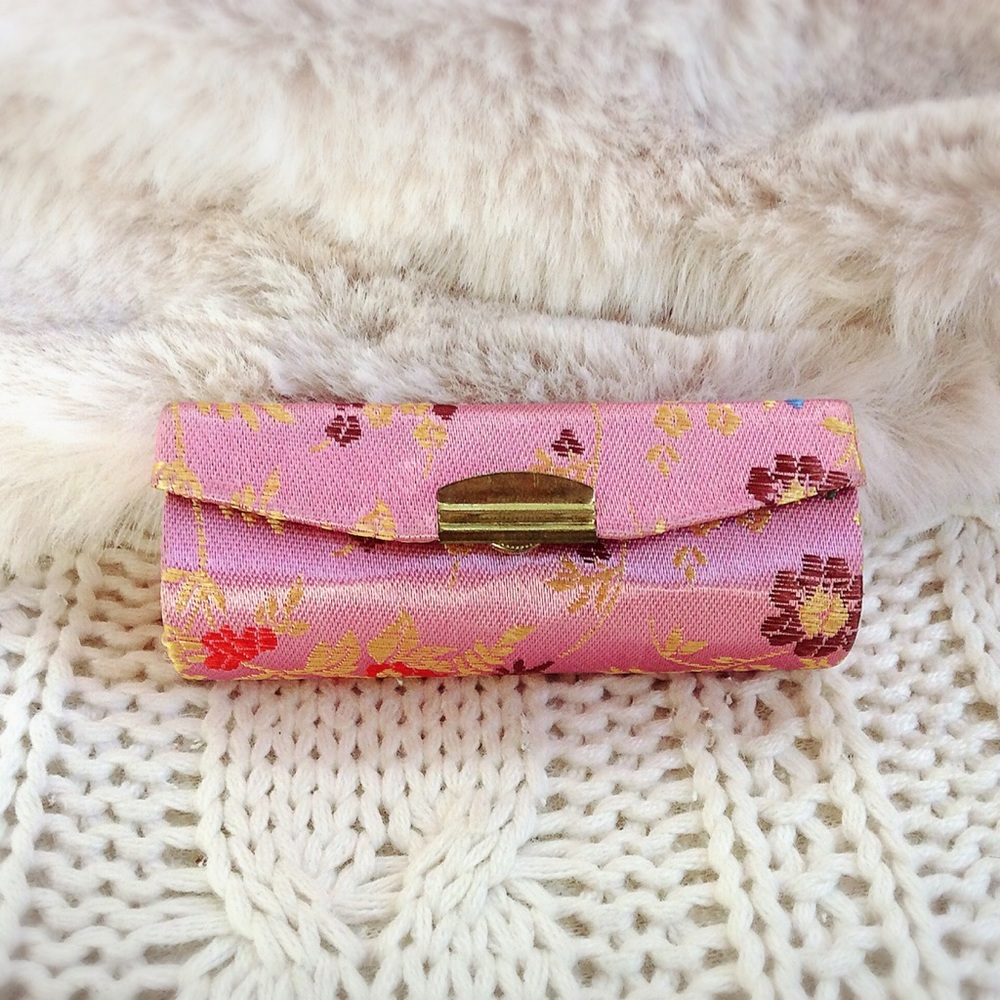 Pink Silk Lipstick Case